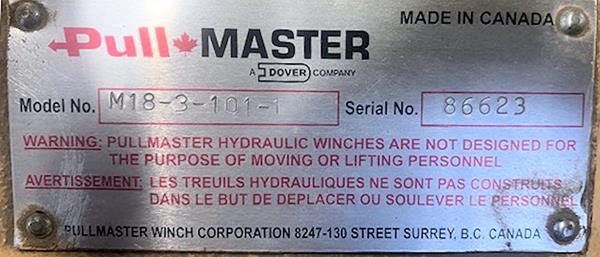 4 Units - Pullmaster Model M18-3-101-1 Planetary Hydraulic Winches)