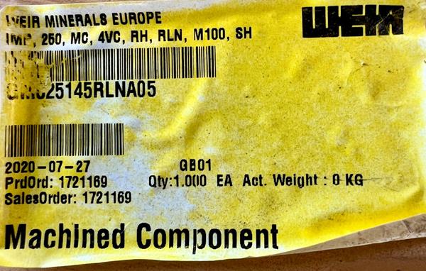 Unused W A R M A N Gmc25145rln Heavy Duty Hard Metal Centrifugal Slurry Pump Impeller)
