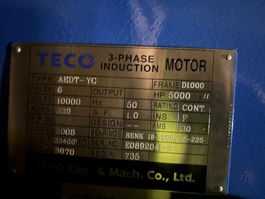 2 Units - Unused Teco 5000 Kw (6705 Hp) Wound Rotor Induction Motors)