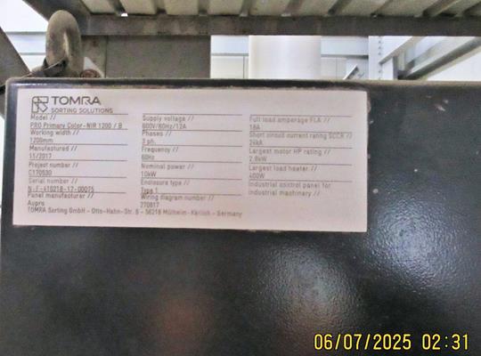 4 Units - Tomra Model Pro Primary Color - Nir 1200/b - Optical Sorter)