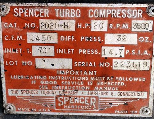 4 Units - Spencer Turbo Compressor Model 2020-h Blowers With 20 Hp Motor)