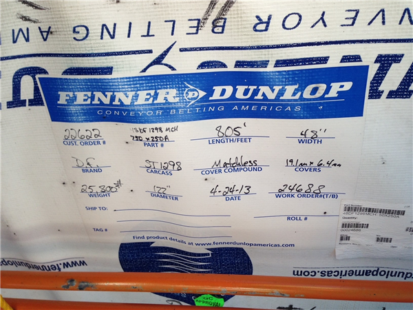 LOT of UNUSED 48" Wide FENNER-DUNLOP Conveyor Belting, 805 ft. Total