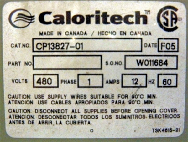 Unused Lot Of Cci Thermal Technologies/caloritech Model Exs15955-01, 2504 Kw Elution Heaters)