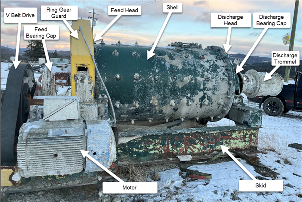 Denver 4' X 8' (1.2m X 2.4m) Skidded Ball Mill With 50 Hp Motor