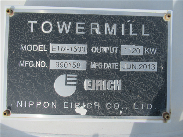 Unused Nippon Eirich Model Etm-1500 Towermill)