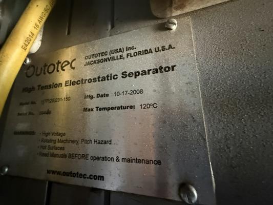 6 Units - Outotec Model Htp(25)231-150 High Tension Electrostatic Separators)