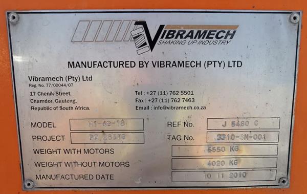 Vibramech Model H1-48-18 Single Deck 6' X 16' (1830mm X 4880mm) Screen)