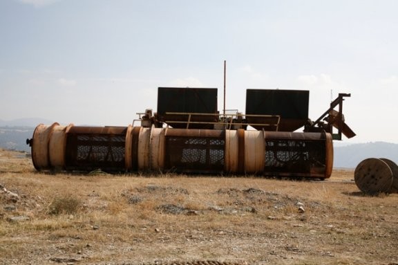7' dia. x 45' long trommel Screen, 50 HP with 1/4" punch plate on stand